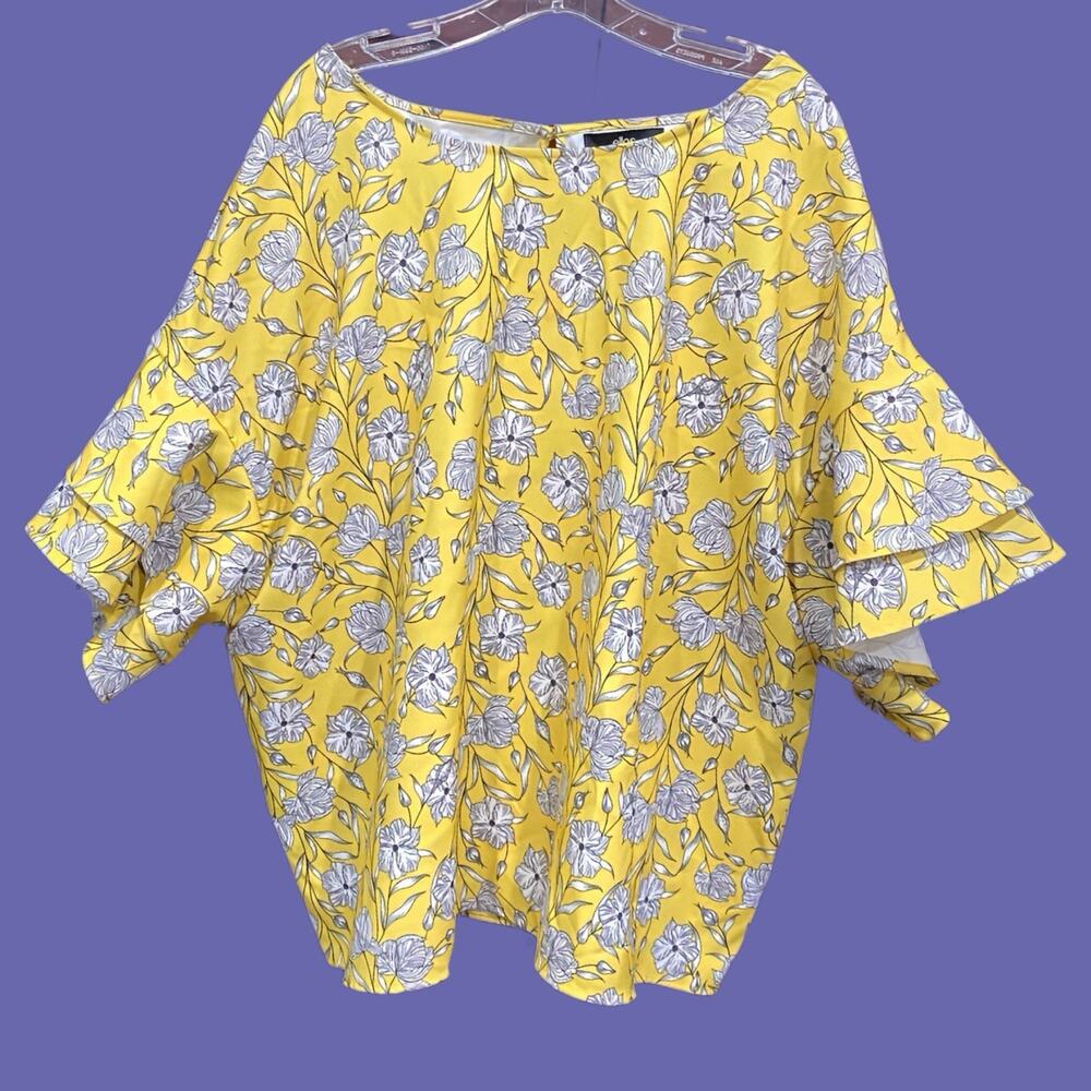 Ellos Floral Plus Size Polyester 1960s Style Blouse 4X!